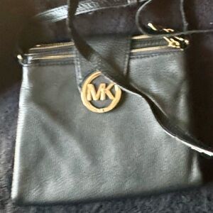 Michael Kors Black Crossbody Bag with Gold Accents